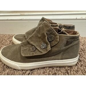 Blowfish Malibu Women's Slip On Sneakers Olive Green Canvas Distressed Size 7.5